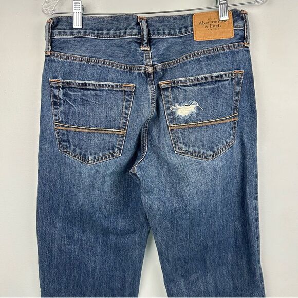 Abercrombie & Fitch Jeans Slim Straight Distressed Dark Wash Men’s Sz 31 x 32 - Picture 12 of 16